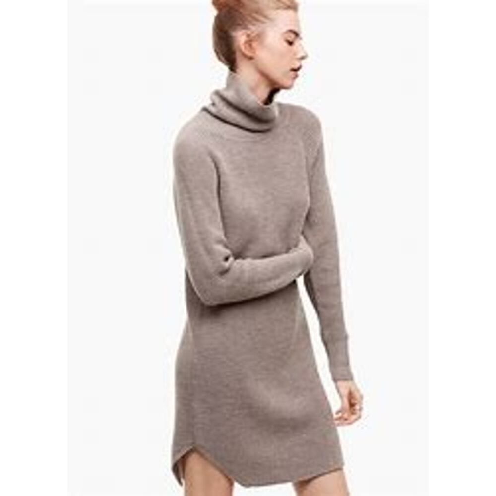 Wilfred Free Women's Bianca Wool Sweater Dress‎ Size XS Brown Turtleneck Knit
